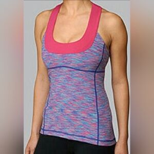 Lululemon Seniorita Pink and Blue Racerback Tank Top